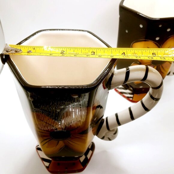 Studio Designworks Coffee Cups Set of 2 Ceramic Hand Painted Flower Mugs Set VTG - Picture 11 of 12